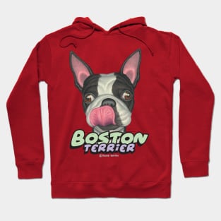 funny cute awesome great Boston Terrier Licking Lips Hoodie